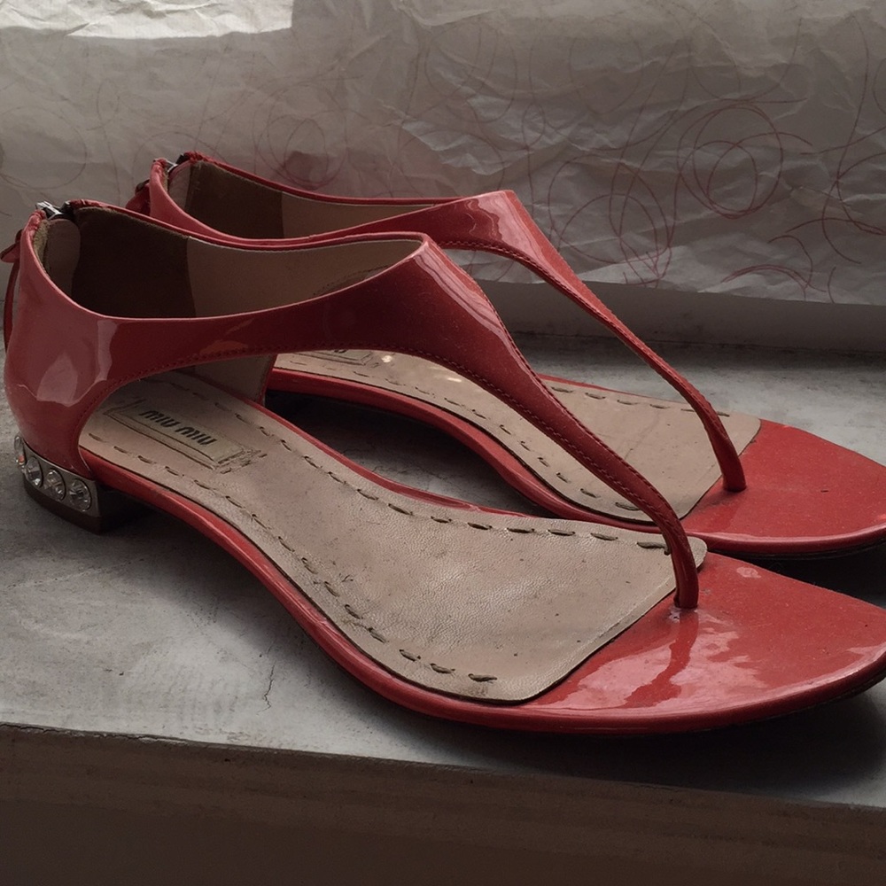Miu Miu Thong Sandals in Coral Size 37